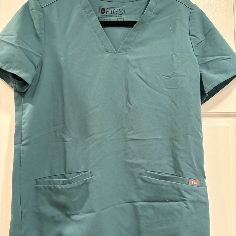 Figs Aqua Blue Scrub Top